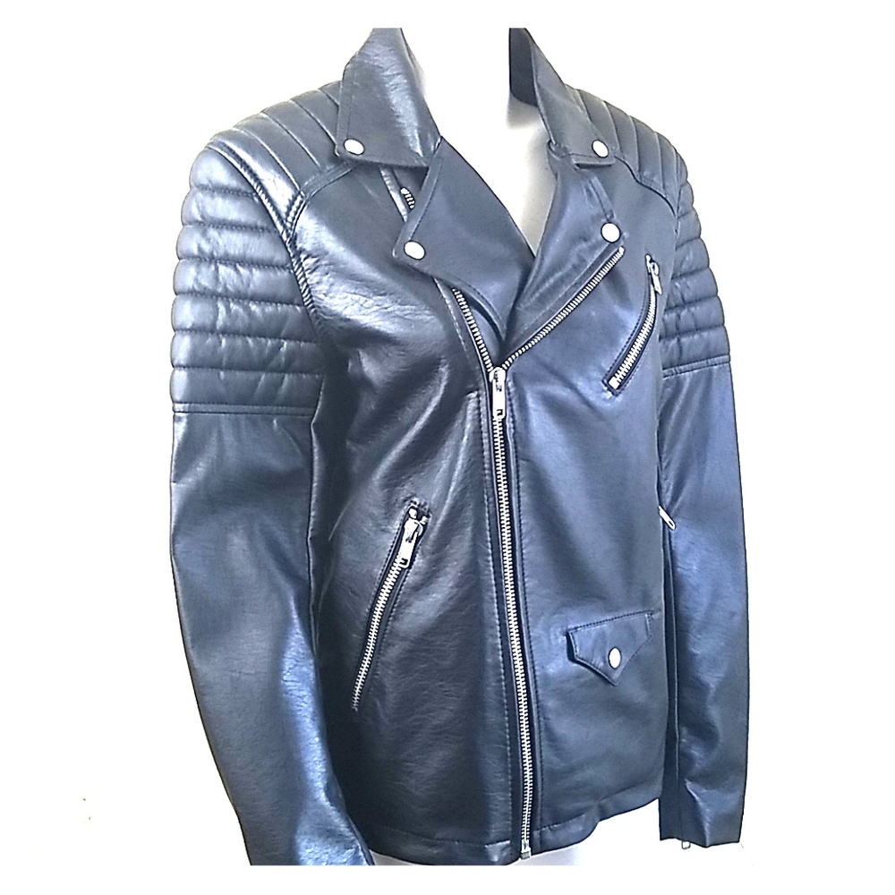 Black Motorcycle Biker Jacket NWT Vegan M